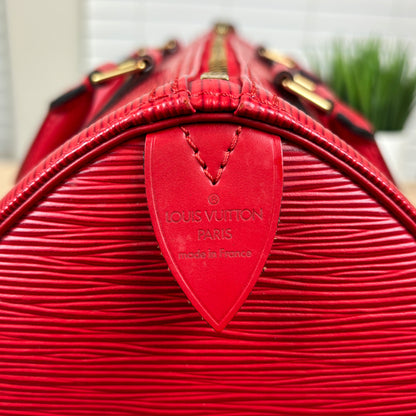 Louis Vuitton Red Epi Speedy 30 with Free Wallet