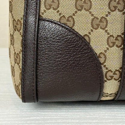 Gucci Vintage Bee Web Boston Bag Dark Brown