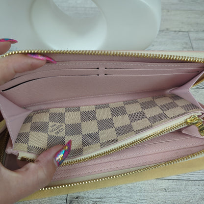 Damier Azur Studded Clemence Wallet Rose Ballerine