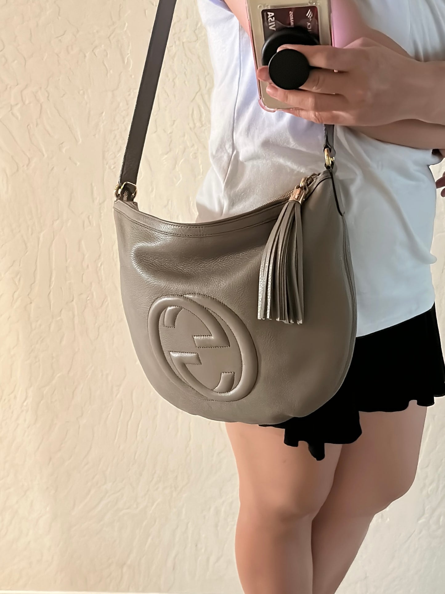 Gucci Gray Leather Soho Messenger Bag