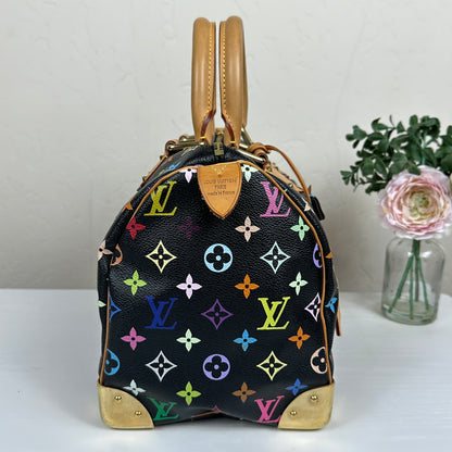 Louis Vuitton Limited Edition Murakami Speedy 30 Black Multicolor