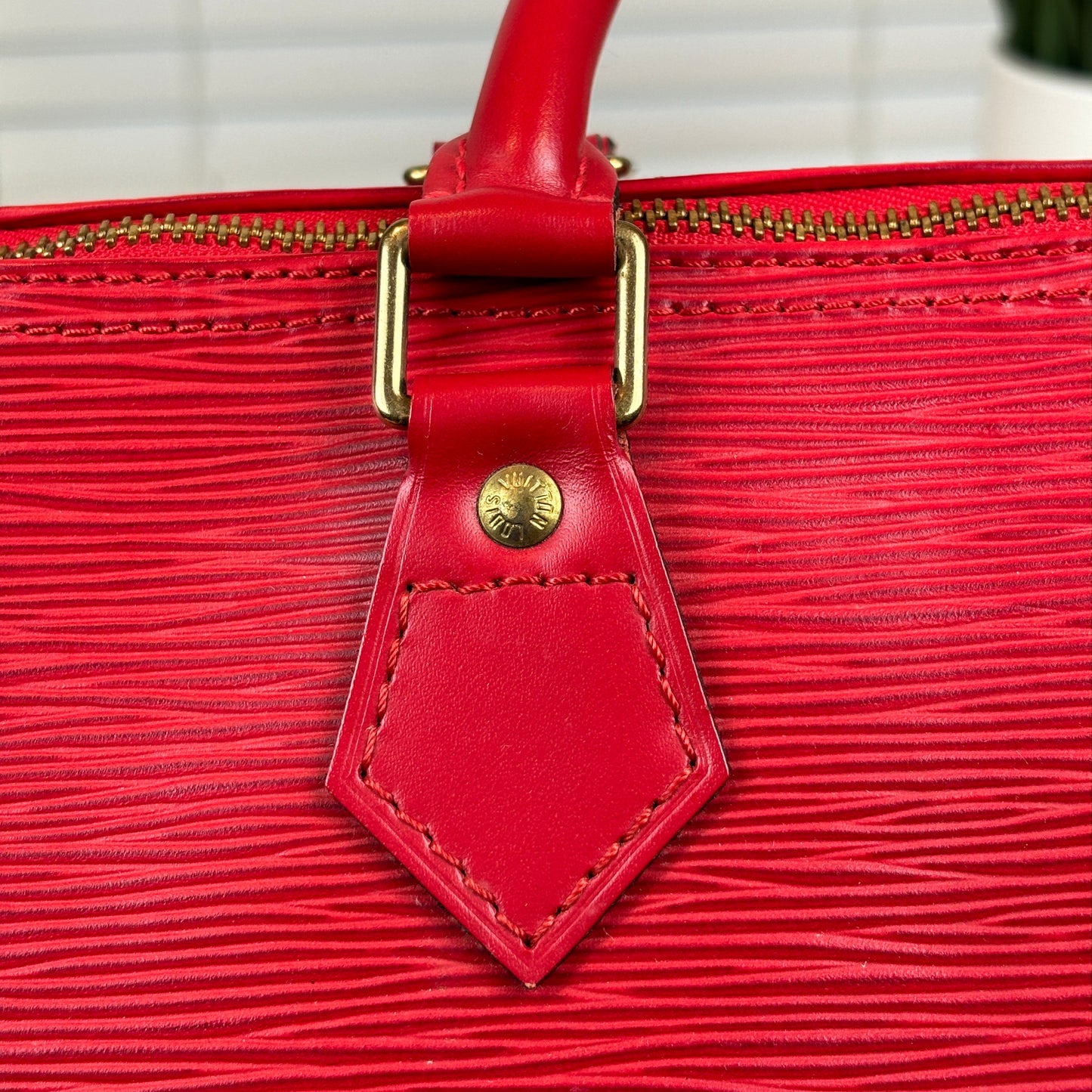 Louis Vuitton Red Epi Speedy 30 with Free Wallet