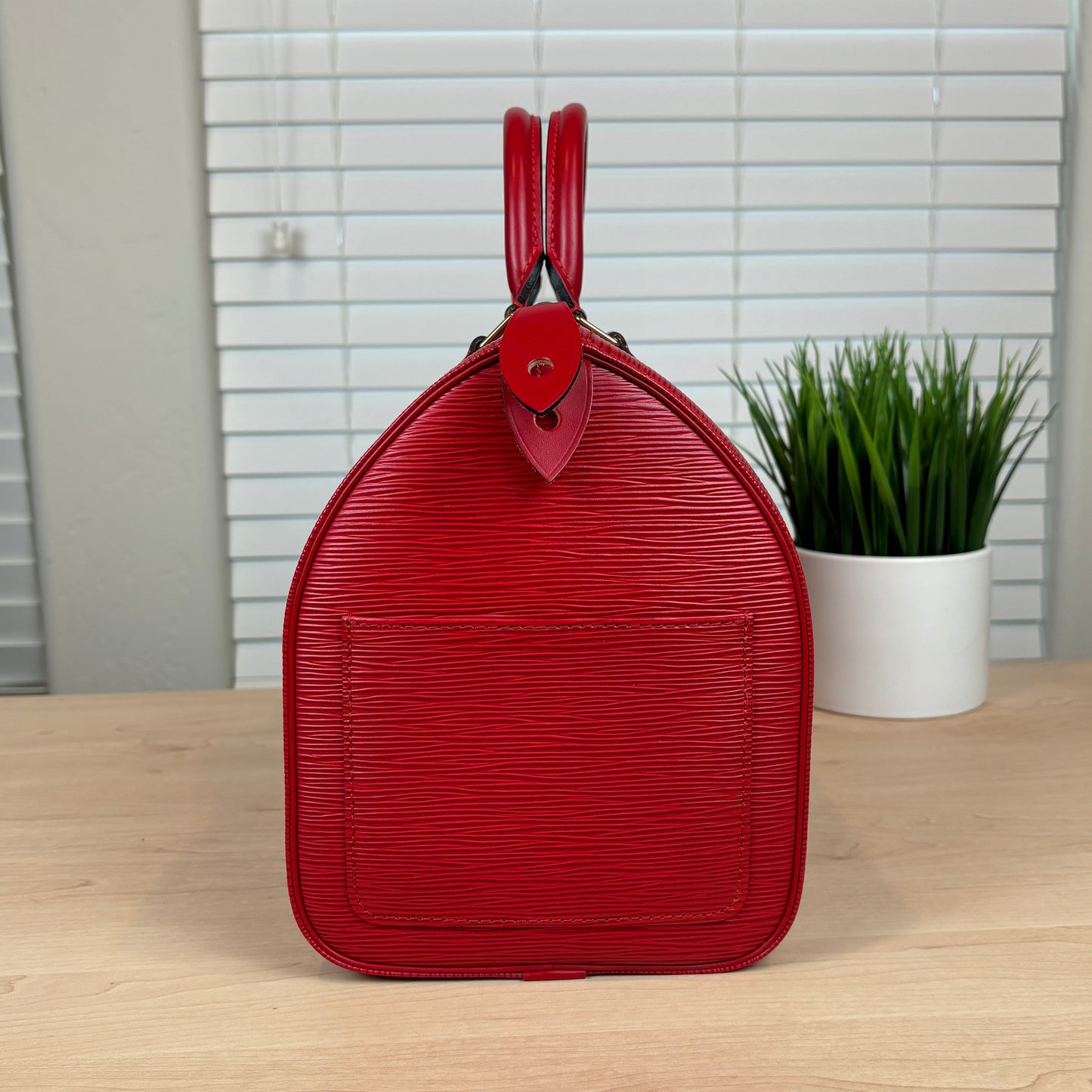 Louis Vuitton Red Epi Speedy 30 with Free Wallet