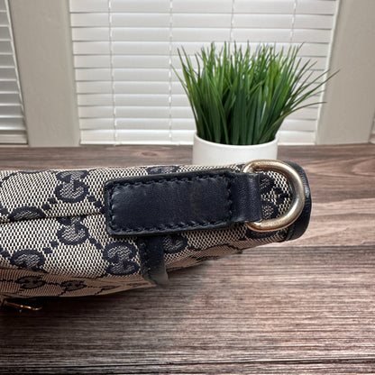 Gucci Web Flat Messenger Bag Navy