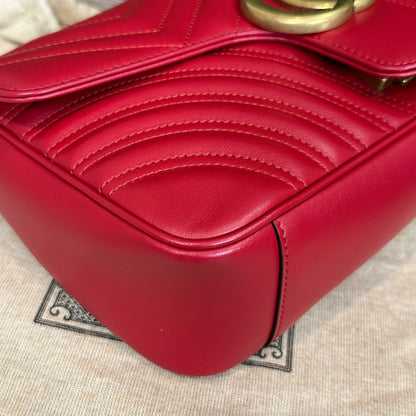 Gucci Red Marmont Shoulder Bag Small