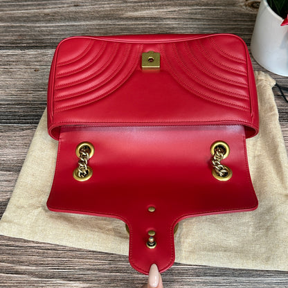 Gucci Red Marmont Shoulder Bag Small