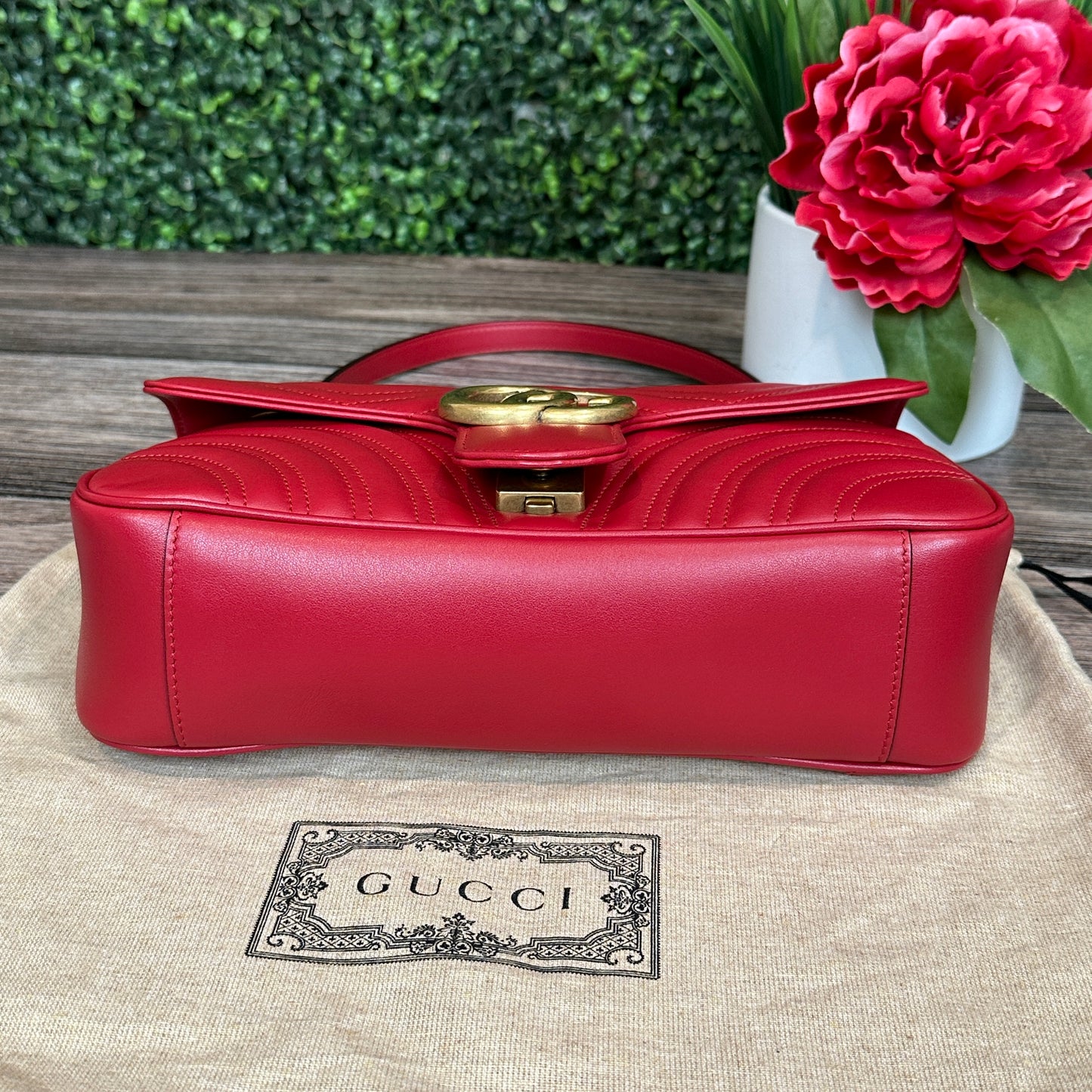 Gucci Red Marmont Shoulder Bag Small