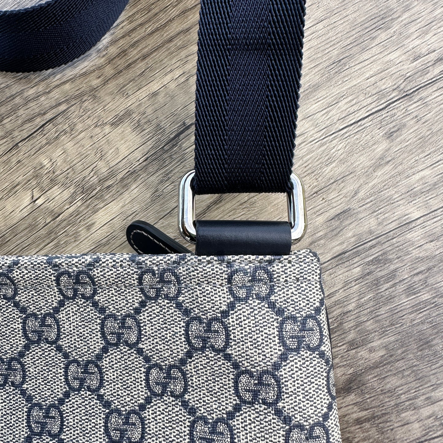 Gucci Blue/Grey GG Coated Canvas Small Messenger Bag