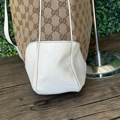 GUCCI Monogram Medium Diana Bamboo Shoulder Bag Off White with Strap