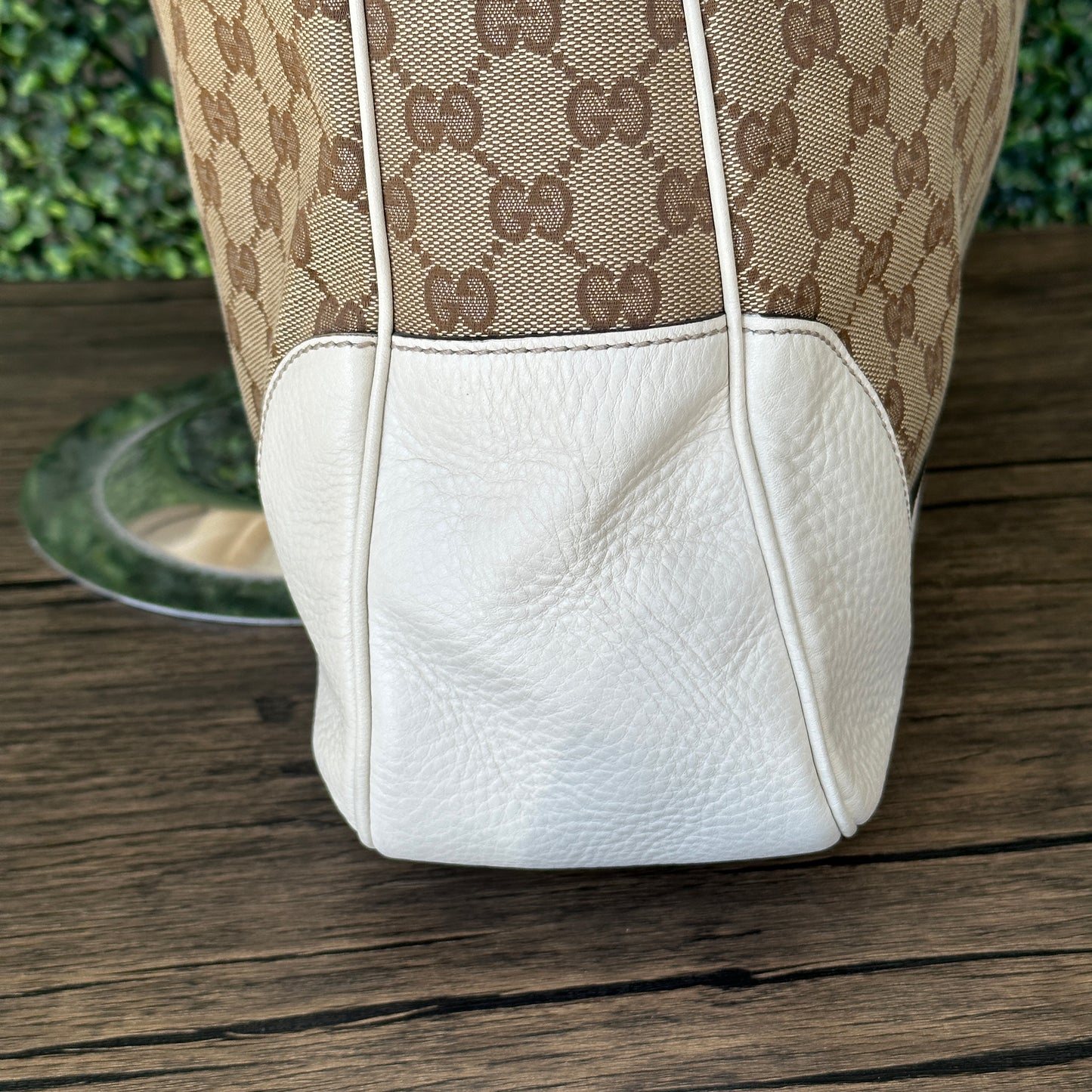 GUCCI Monogram Medium Diana Bamboo Shoulder Bag Off White with Strap