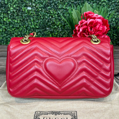 Gucci Red Marmont Shoulder Bag Small