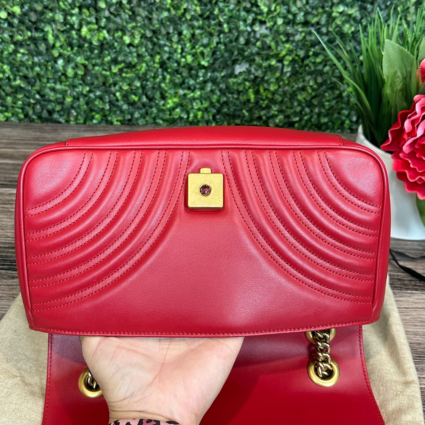 Gucci Red Marmont Shoulder Bag Small