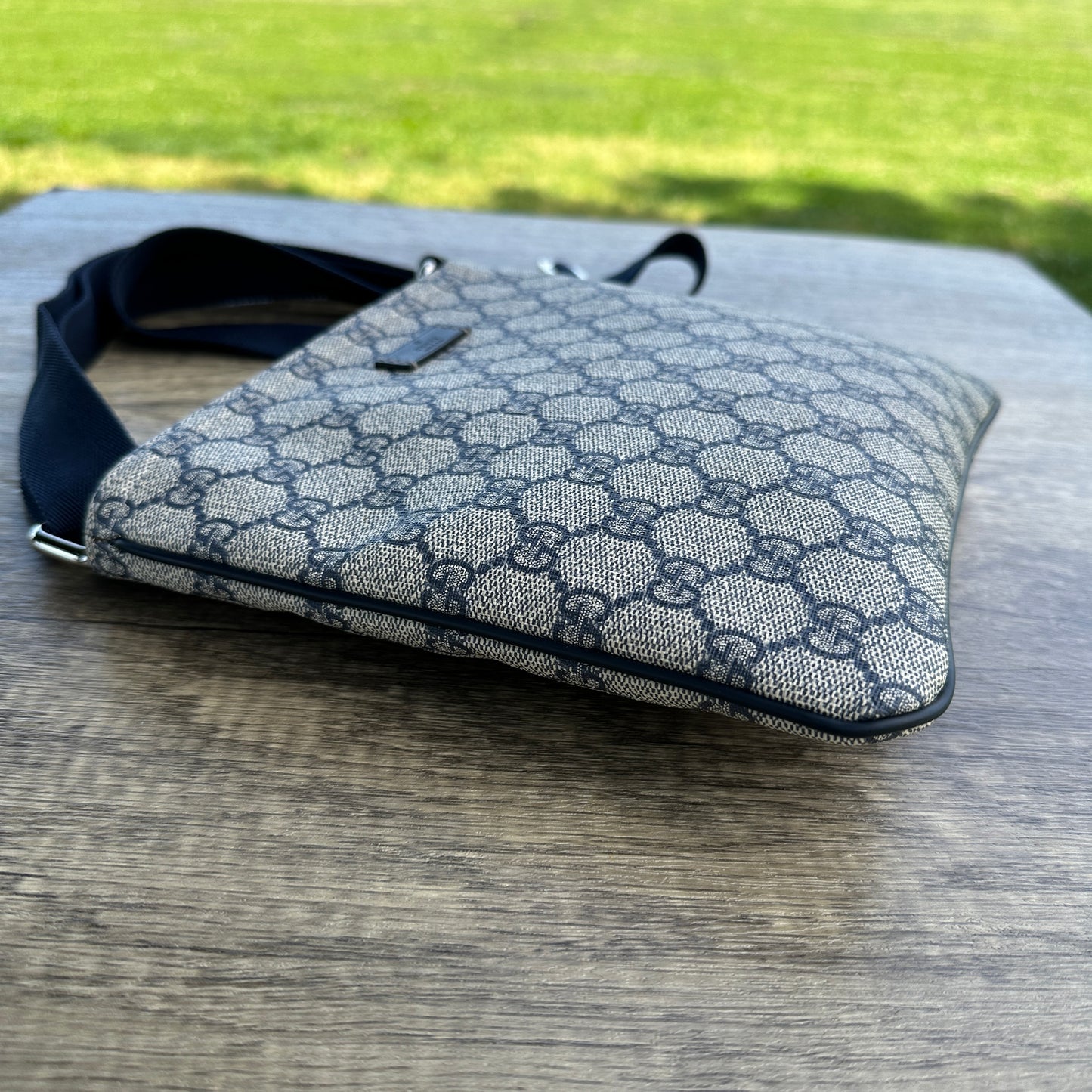 Gucci Blue/Grey GG Coated Canvas Small Messenger Bag