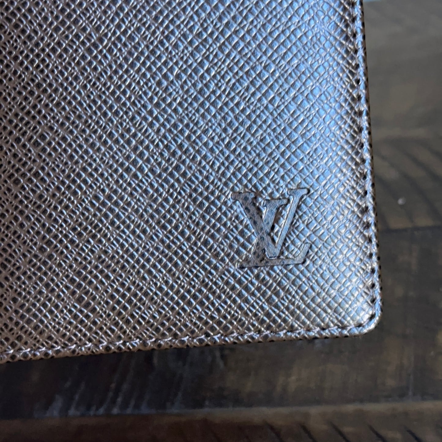 Louis Vuitton Taiga Dark Brown Leather Checkbook Cover