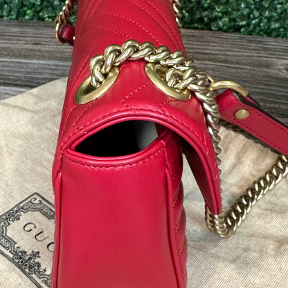 Gucci Red Marmont Shoulder Bag Small