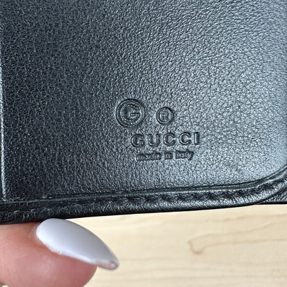 Gucci Guccissima Black Leather Bifold Checkbook