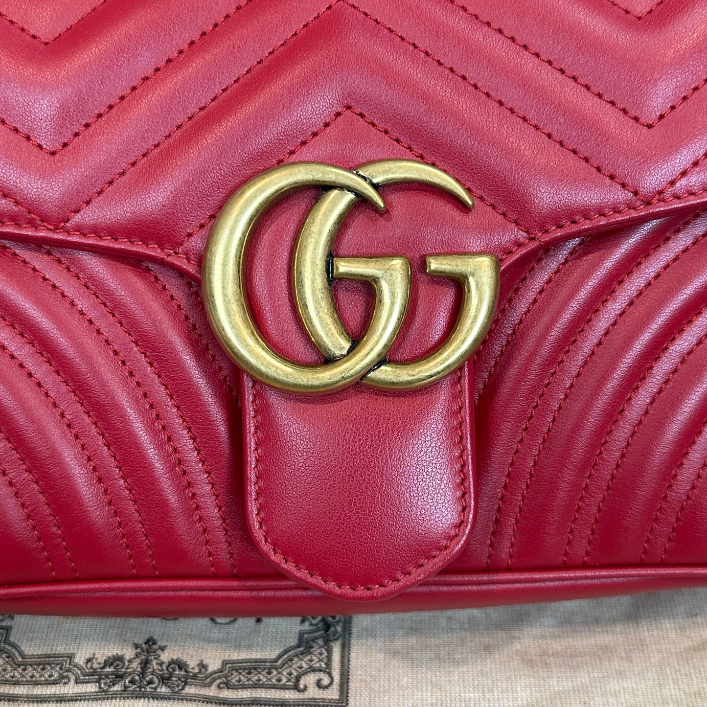 Gucci Red Marmont Shoulder Bag Small