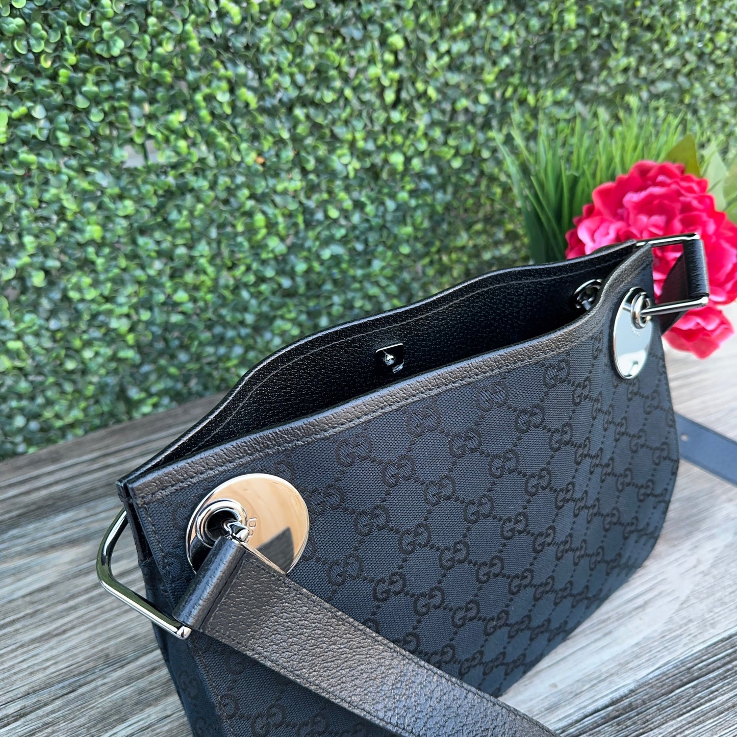 Gucci Black GG Canvas Eclipse Crossbody