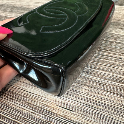 Chanel Black Patent Cosmetic Clutch