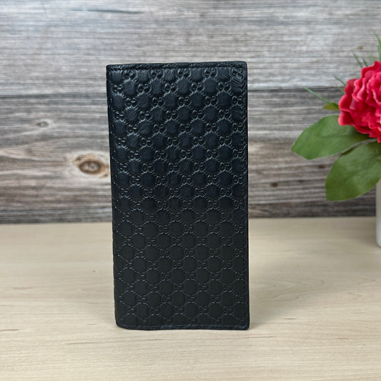 Gucci Guccissima Black Leather Bifold Checkbook