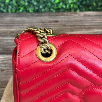 Gucci Red Marmont Shoulder Bag Small