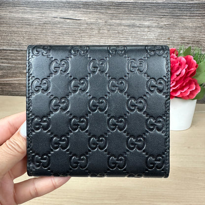 Gucci Black Micro GG Tri-fold Compact Wallet