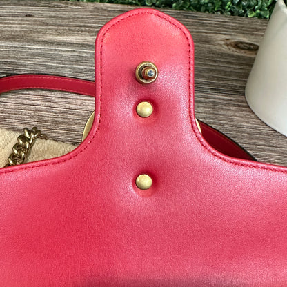 Gucci Red Marmont Shoulder Bag Small