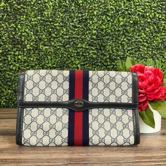 Gucci Vintage Navy Blue Clutch