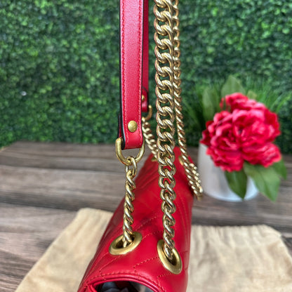 Gucci Red Marmont Shoulder Bag Small