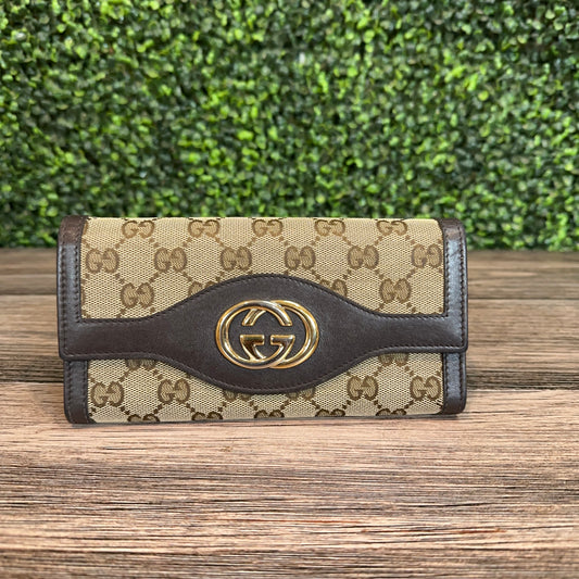 Gucci Beige GG Logo Sukey Continental Wallet