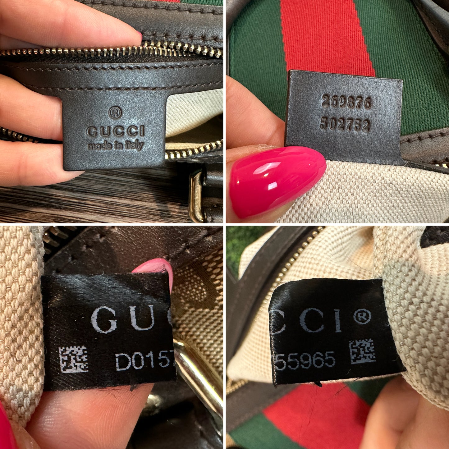 Gucci Vintage Web Small Boston Bag Dark Brown