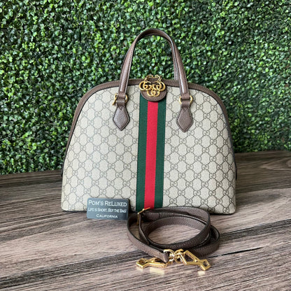 Gucci Ophidia Supreme Monogram Web Top Handle Medium Dome Bag