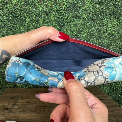 Gucci GG Supreme/Blue Blooms Long Continental Wallet