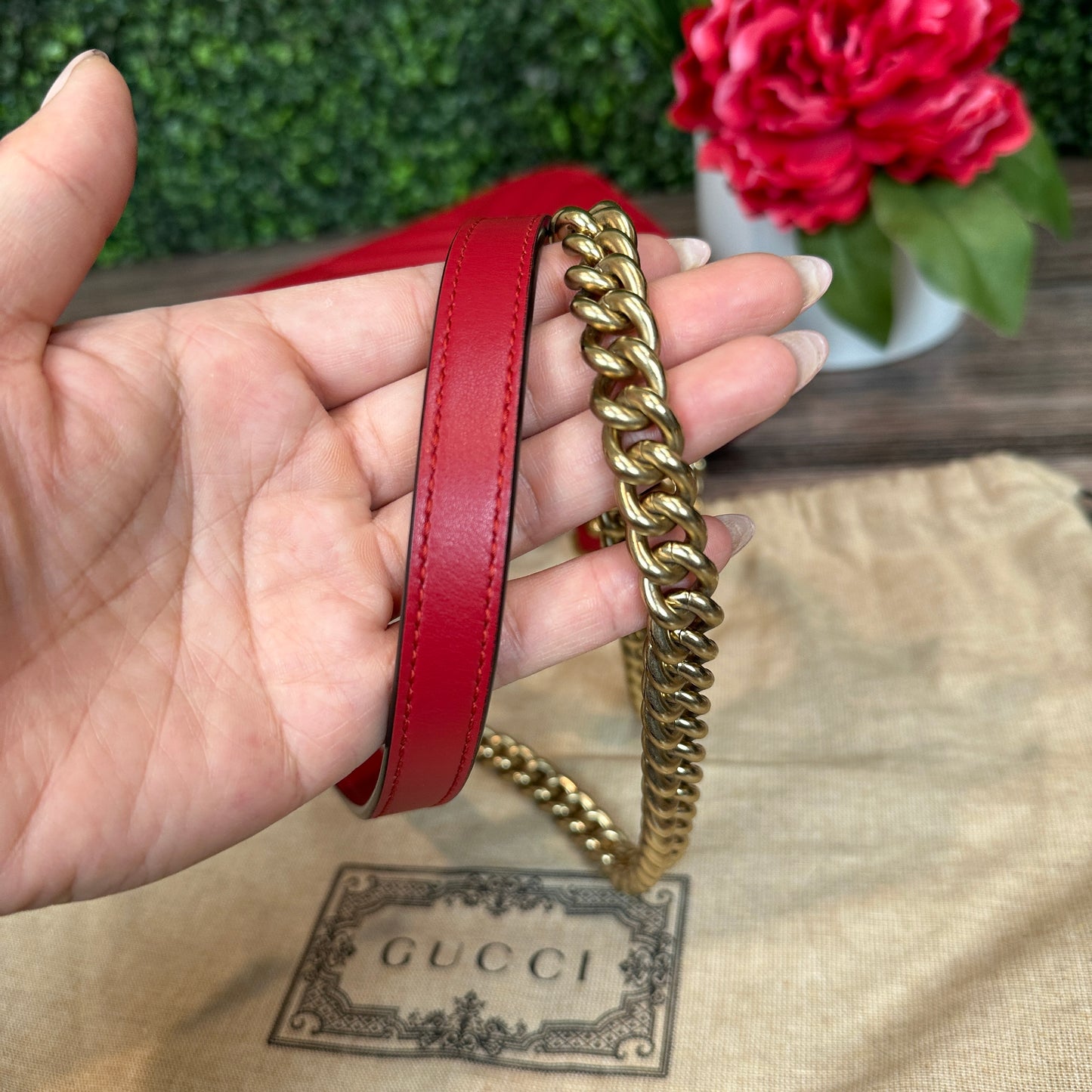 Gucci Red Marmont Shoulder Bag Small