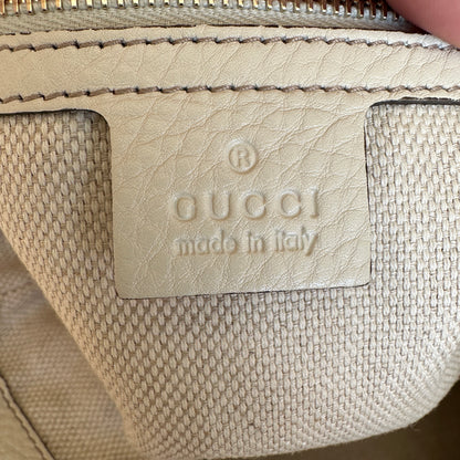 GUCCI Monogram Medium Diana Bamboo Shoulder Bag Off White with Strap