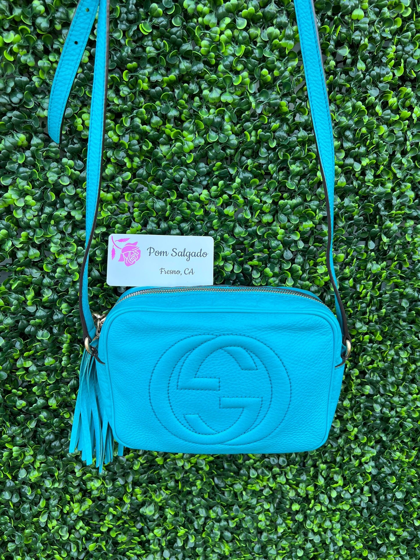 Turquoise Soho Disco Pebbled Leather Shoulder Bag