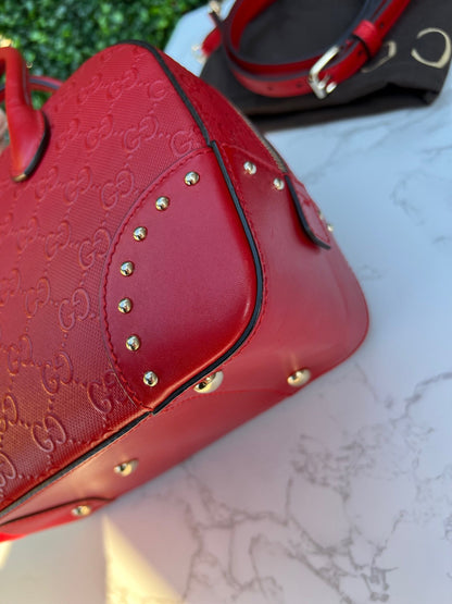 GG Red Diamante Top Handle Leather Shoulder Bag