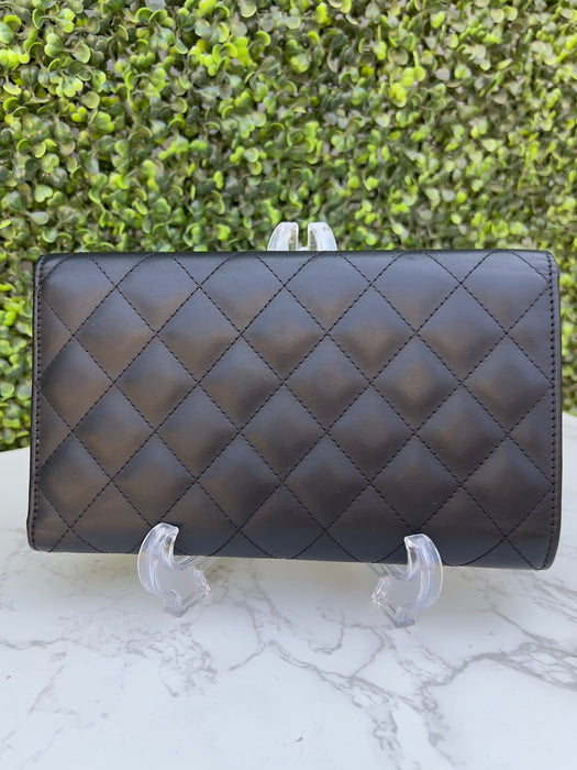 Authentic Preowned Chanel Calfskin Quilted Cambon Tri-Fold Clutch Wallet Black