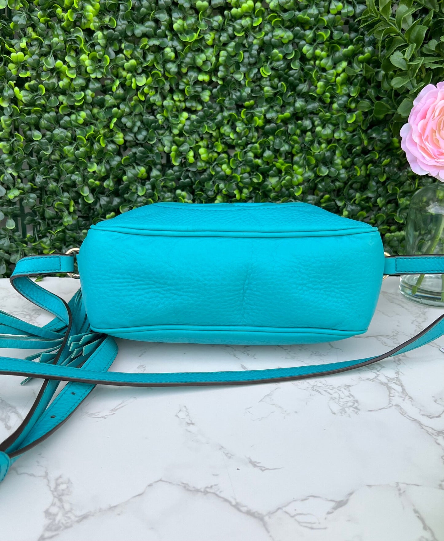 Turquoise Soho Disco Pebbled Leather Shoulder Bag