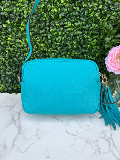 Turquoise Soho Disco Pebbled Leather Shoulder Bag