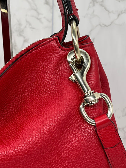 Gucci Pebbled Leather Soho Hobo Bag Red