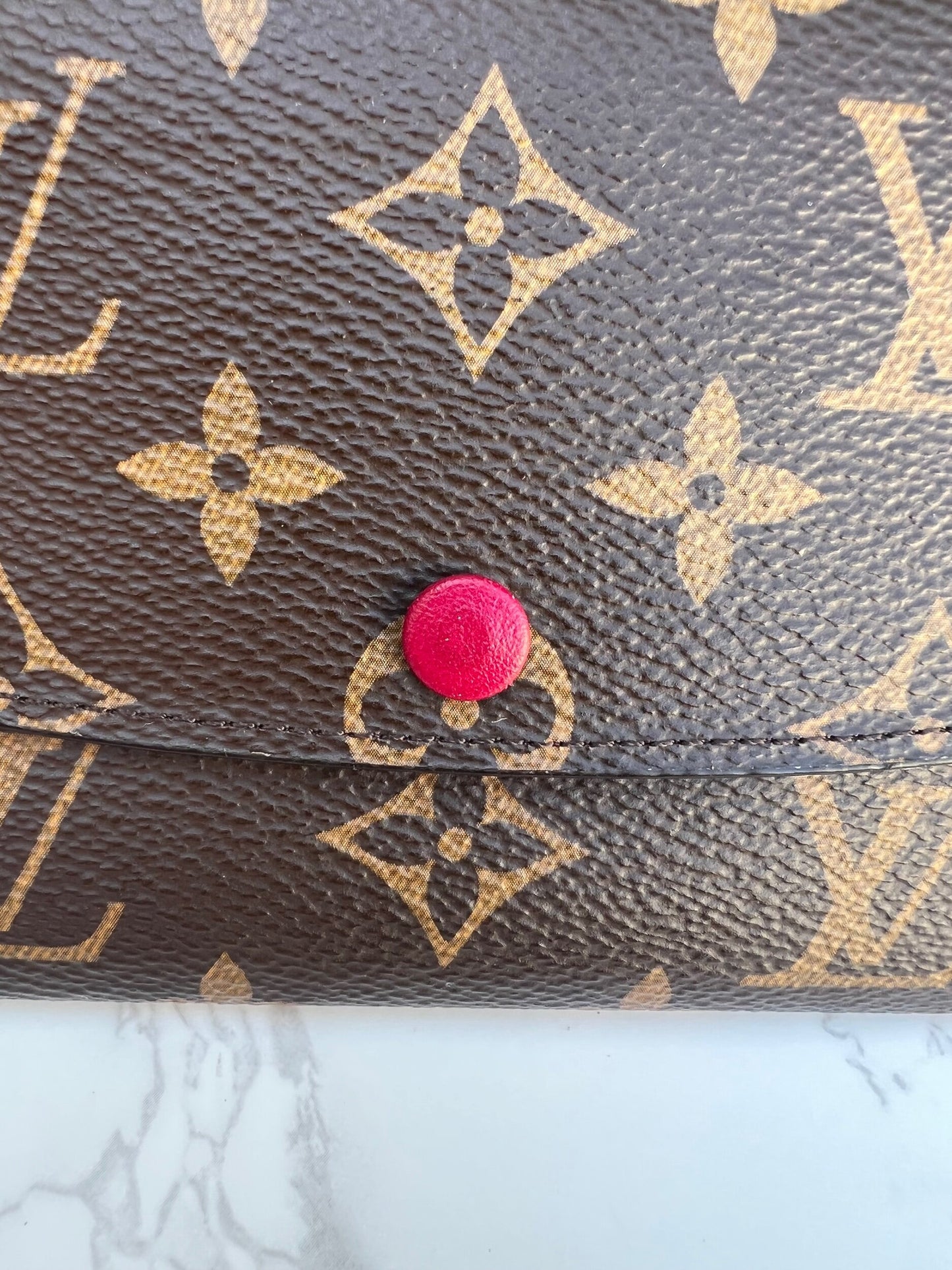 Emilie Monogram Wallet in Fuchsia