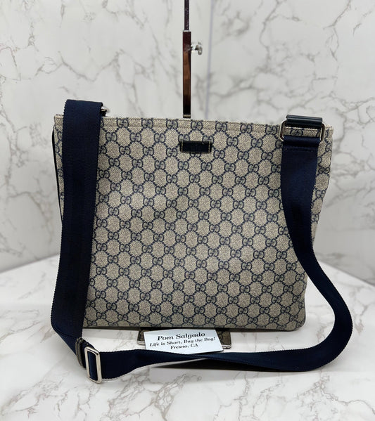 Gucci Blue/Grey GG Coated Canvas Messenger Bag