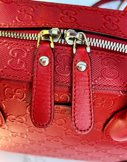 GG Red Diamante Top Handle Leather Shoulder Bag