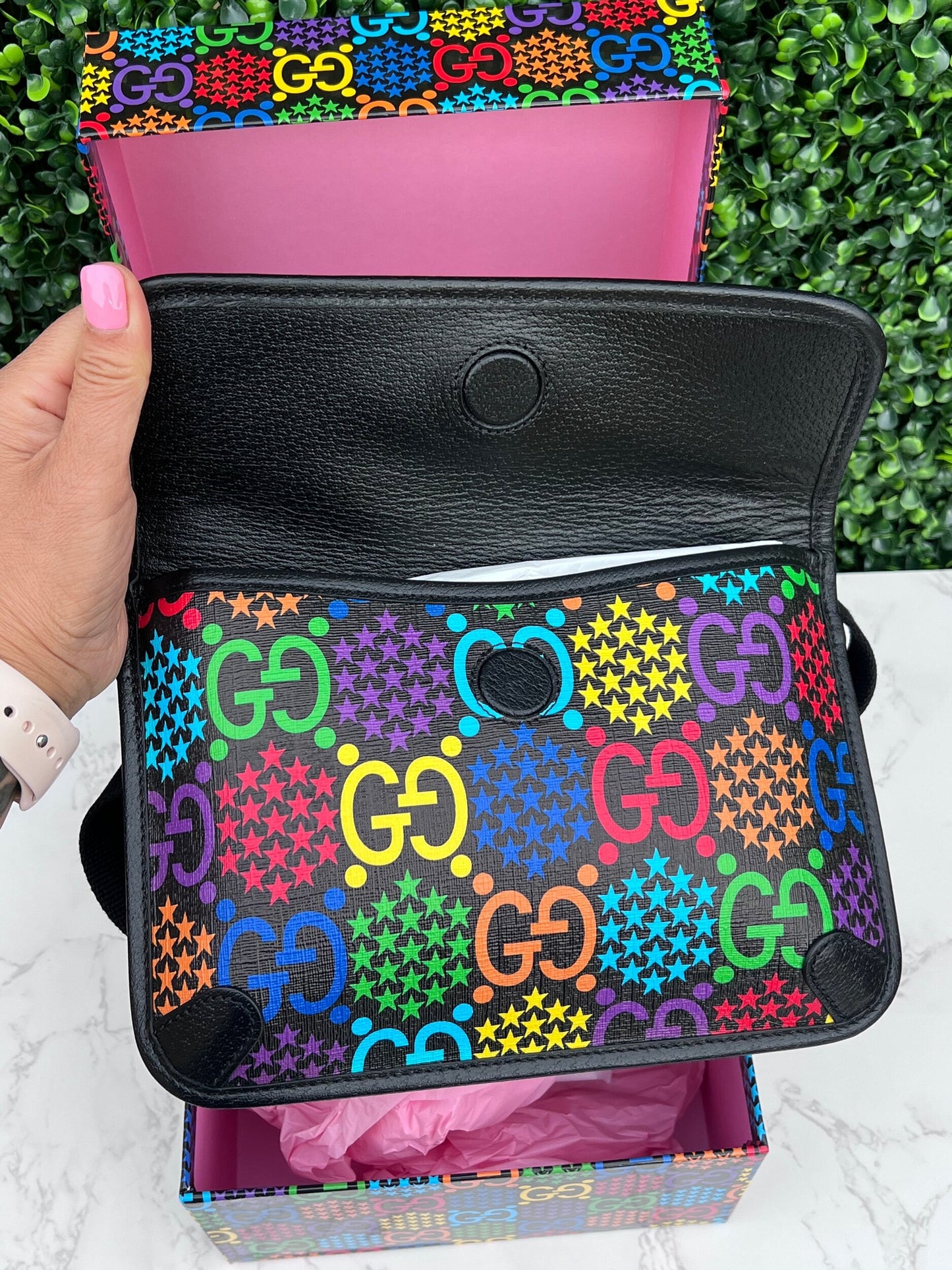 Multicolor/Black GG Supreme Coated Canvas Psychedelic Crossbody Belt Bag