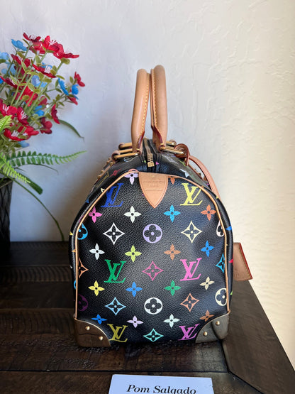 Limited Edition Murakami Multicolor Noir Speedy 30