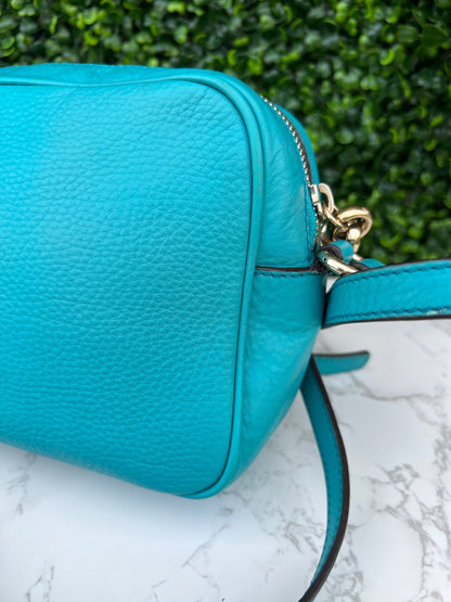 Turquoise Soho Disco Pebbled Leather Shoulder Bag