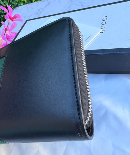 GG Web Zip Around Wallet Leather Black