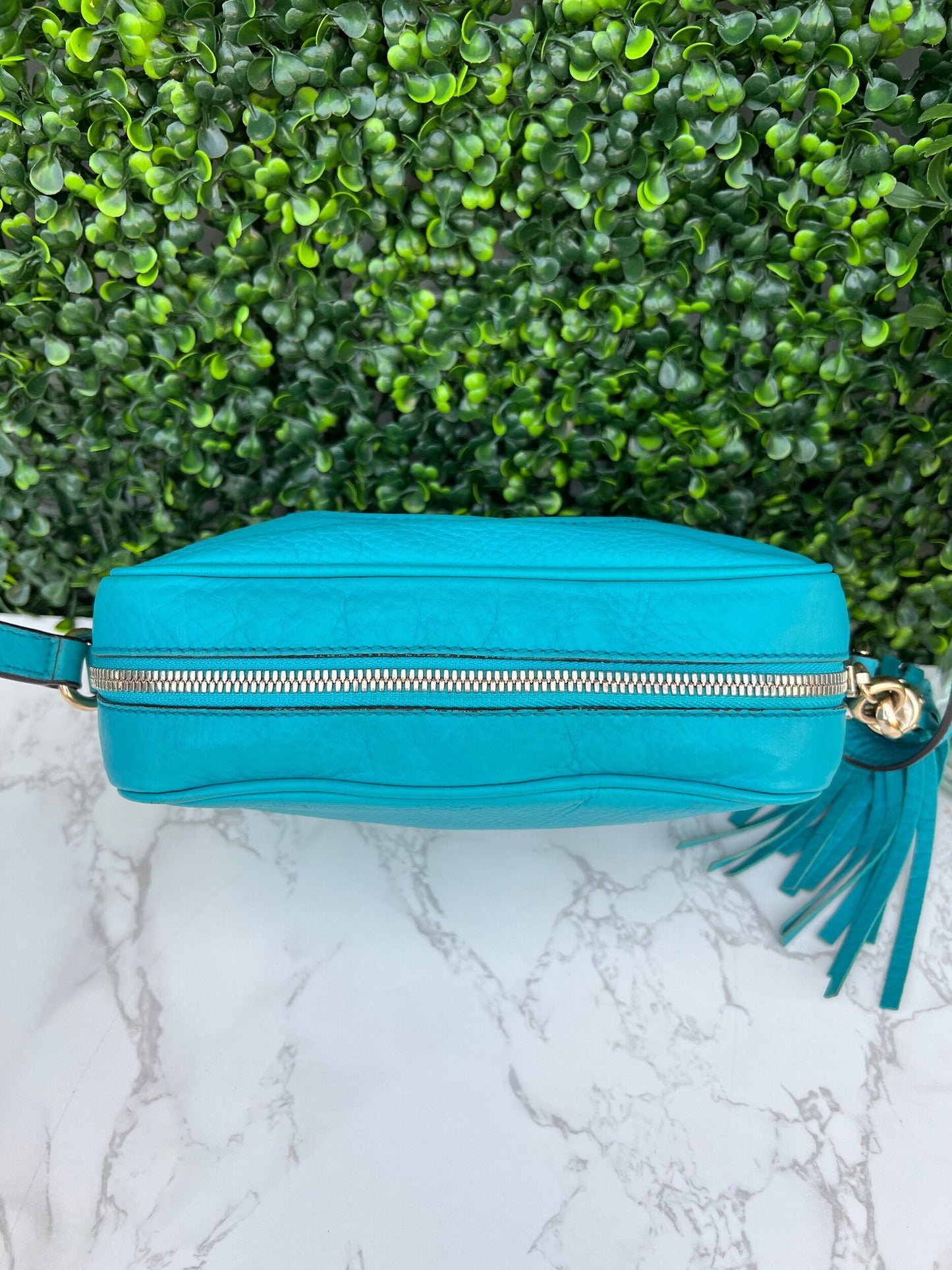 Turquoise Soho Disco Pebbled Leather Shoulder Bag