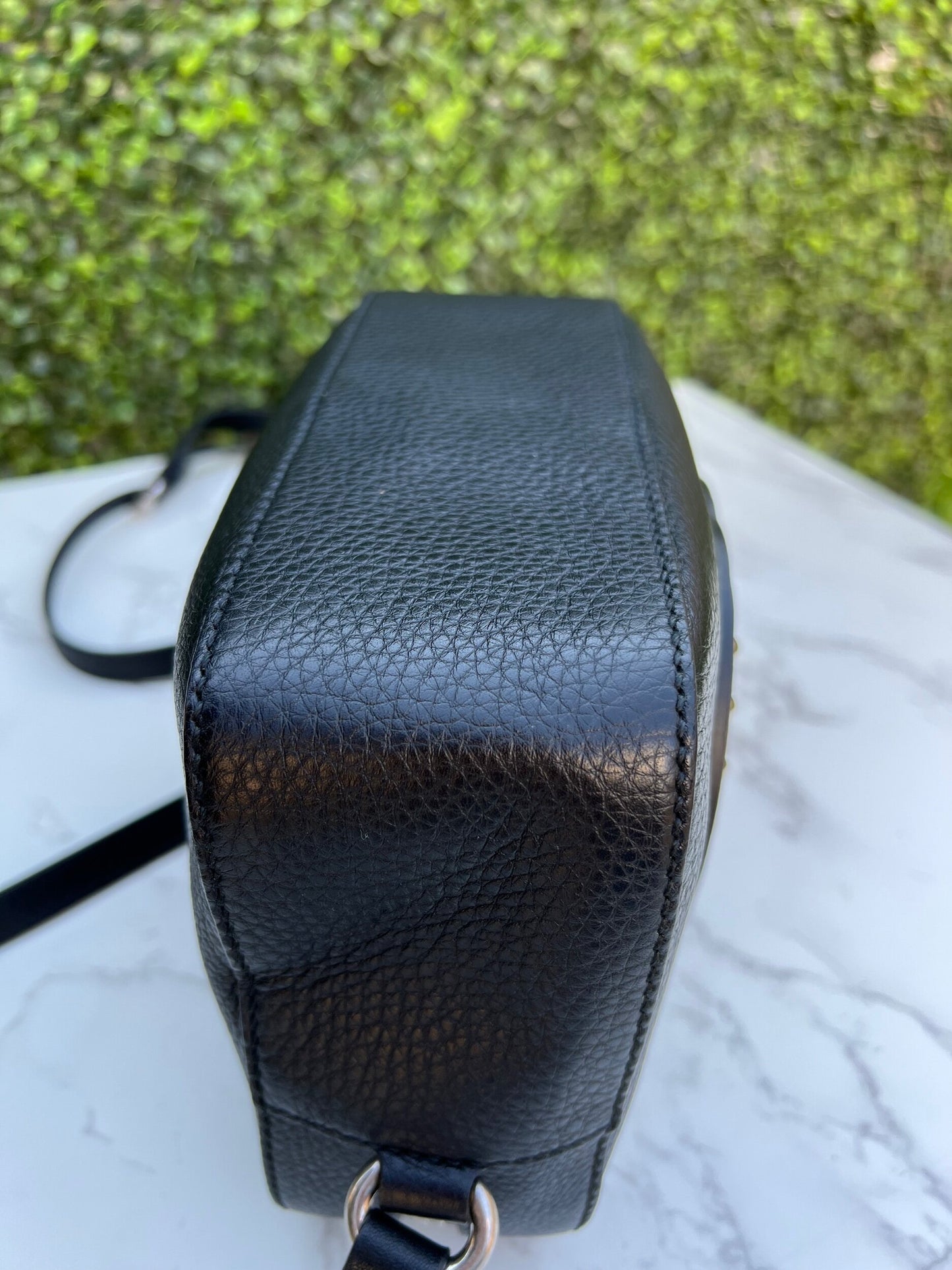 GG Black Pebbled Leather Studded Soho Disco Bag